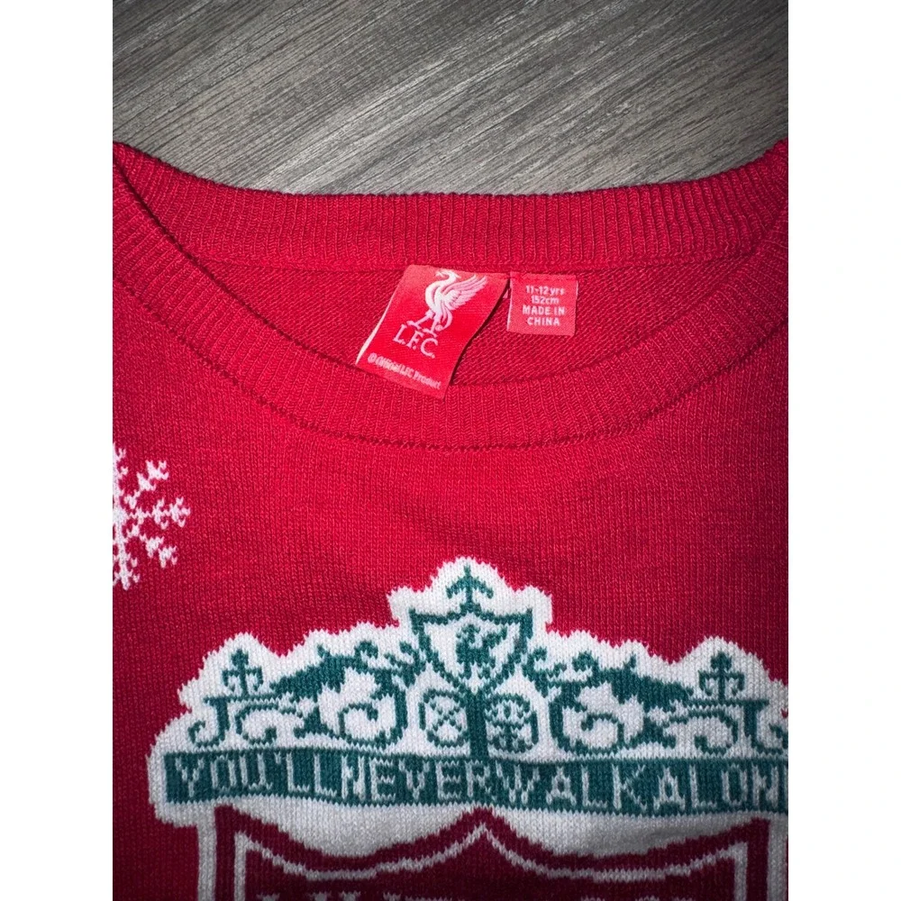 Liverpool FC Official Kids Christmas Sweater Red White YNWA Youth 11-12 Years